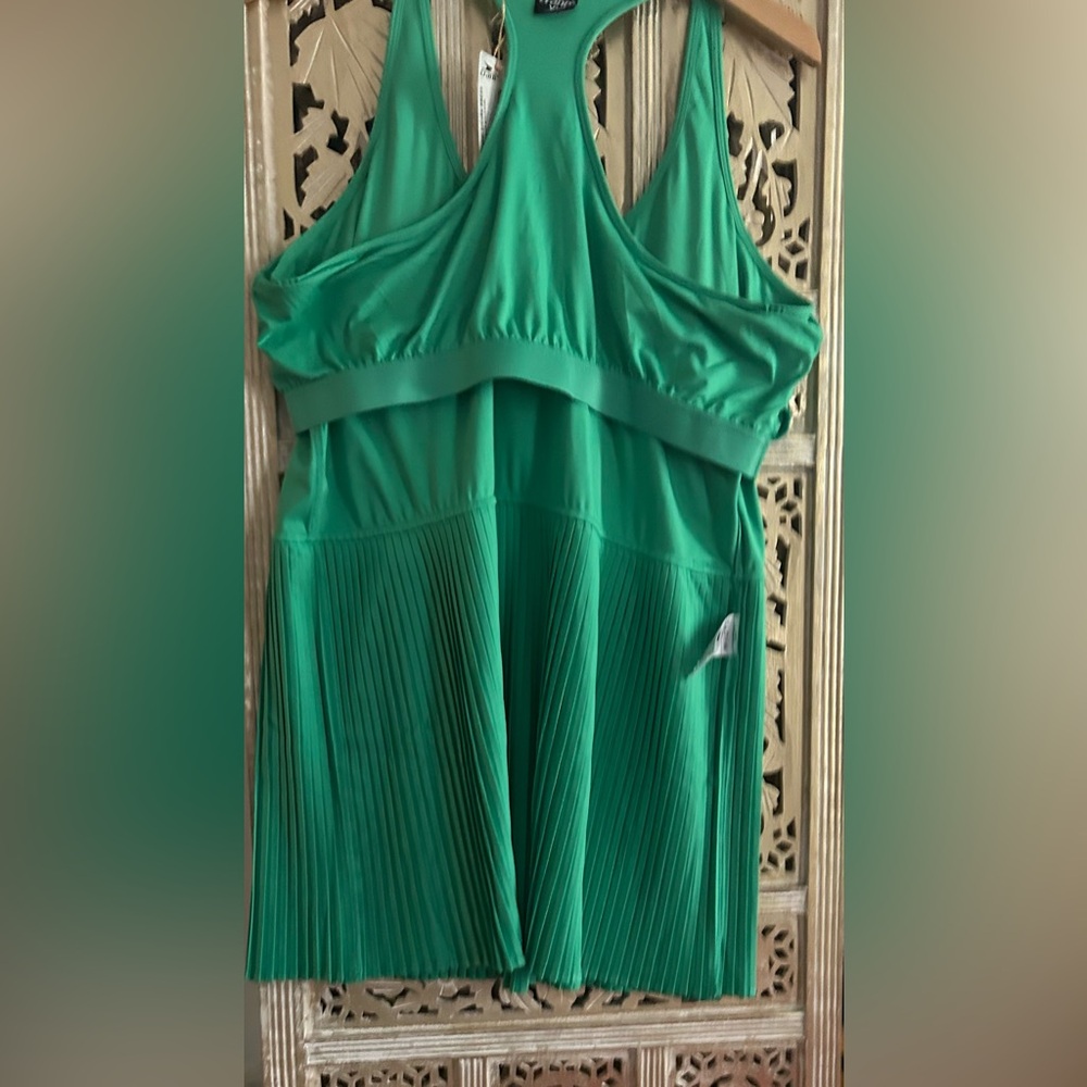 🆕🍋 Scoop-Neck Pleated Tennis Golf Workout Errands Dress Green New XL summer fun - Picture 10 of 10